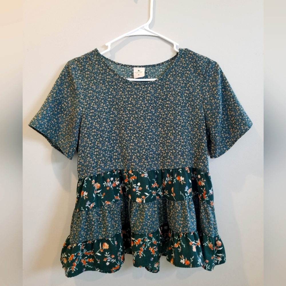 Green Floral Blouse